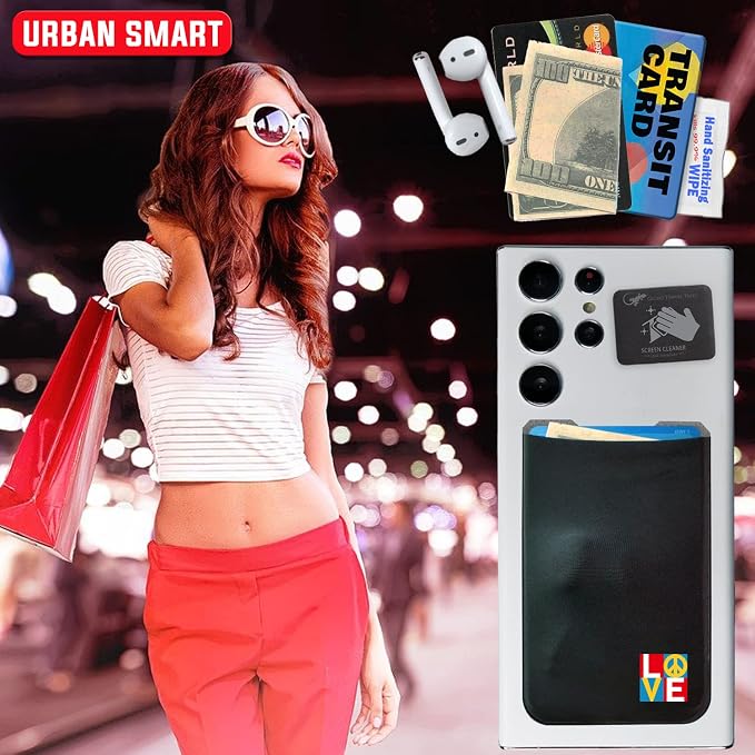 Phone Wallet - Adhesive Card Holder - Cell Phone Pouch - Stick on Lycra Pocket by Gecko - Carry Credit Cards and Cash - Image 5
