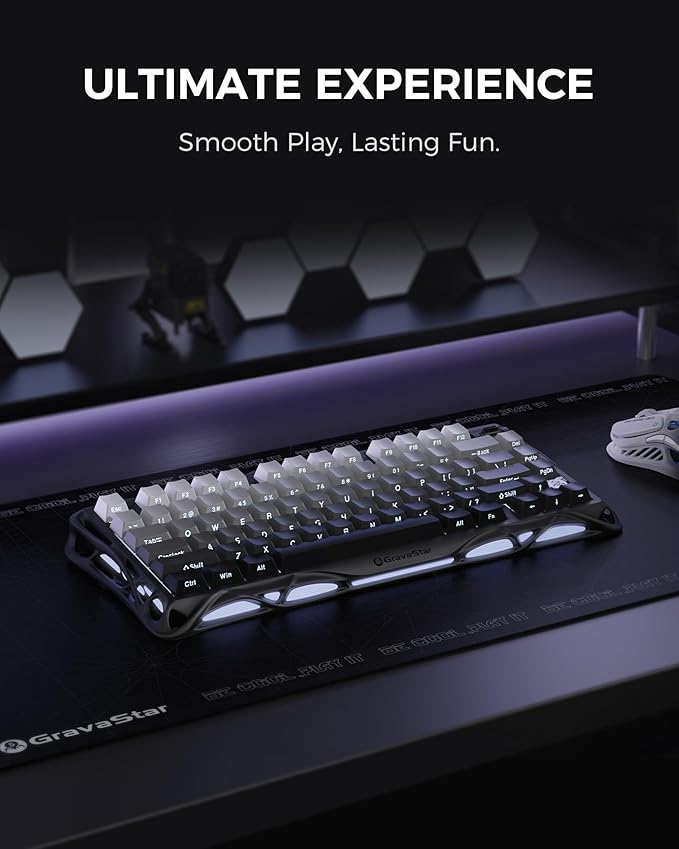 GravaStar Mercury K1 75% Wireless Mechanical Gaming Keyboard RGB Backlit | Gasket Mount, Hot Swappable Linear Switches, Creamy Sound Keyboard, 2.4GHz/USB-C/Bluetooth 5.0, for Win/Mac【Gradient Black】 - Image 2
