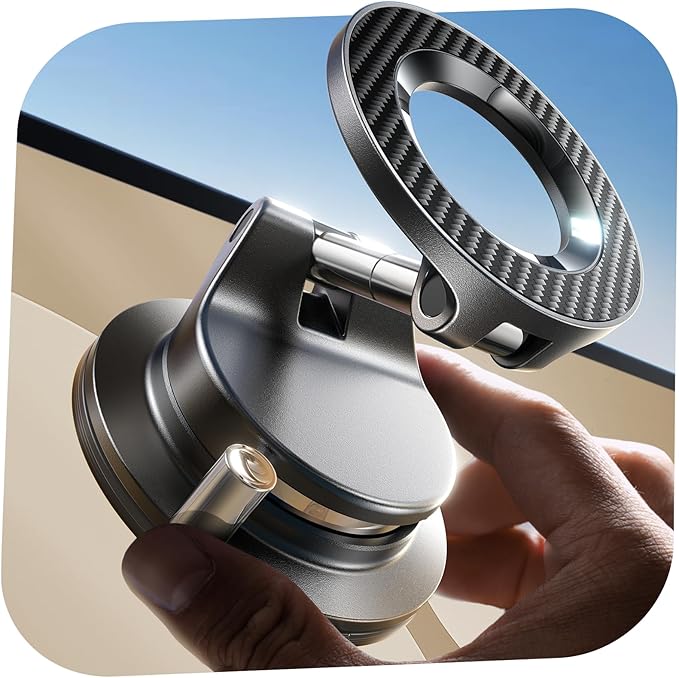 LISEN for Magsafe Car Mount, Magnetic Phone Holders for Your Car Vacuum, Phone Mount for Car Accessories for Women Men Jeep BMW, Suction Holder Kits, for iPhone 17 Pro Max 16 15 14 13 12,Carbon Fiber by Lisen