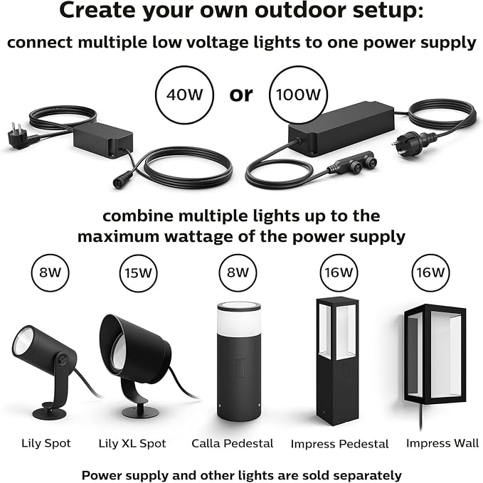 Philips Hue Lily Outdoor Smart Spotlight Base Kit, 3 Pack, White and Color Ambiance LED Walkway Lights, Low Voltage Landscape Lighting, Requires Bridge, Control with App & Voice, Weatherproof - Image 10