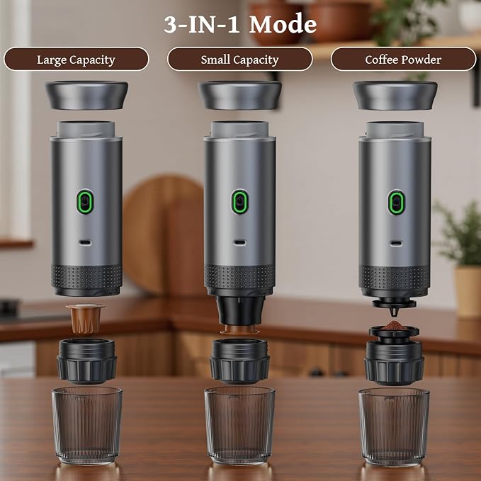 Portable Coffee Maker Espresso Machine, Travel Espresso Maker, Cafetera Portatil Expreso with Small Tea Cup, Compatible with Ground Coffee & NS Capsule for RV,Car, Hiking, Camping Office - Image 7