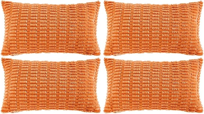 Fancy Homi 4 Packs Decorative Throw Pillow Covers for Living Room Couch Bed, Modern Farmhouse Boho Home Décor Accent Cushion Case, 24" x 16", Orange by Fancy+Homi