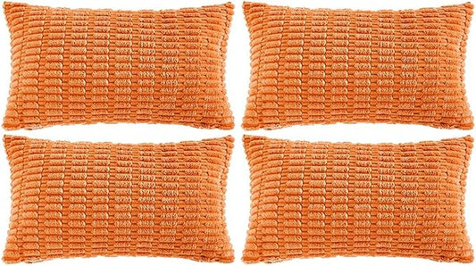 Fancy Homi 4 Packs Decorative Throw Pillow Covers for Living Room Couch Bed, Modern Farmhouse Boho Home Décor Accent Cushion Case, 24" x 16", Orange by Fancy+Homi