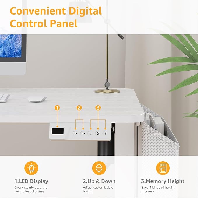 KLUVIS White Electric Standing Desk - 32 Inch Small Adjustable Height Stand up Desk for Writing Study Work, Mini Sit to Stand Desks Workstation for Small Space Adult Boys Girls Bedroom Home Office - Image 7