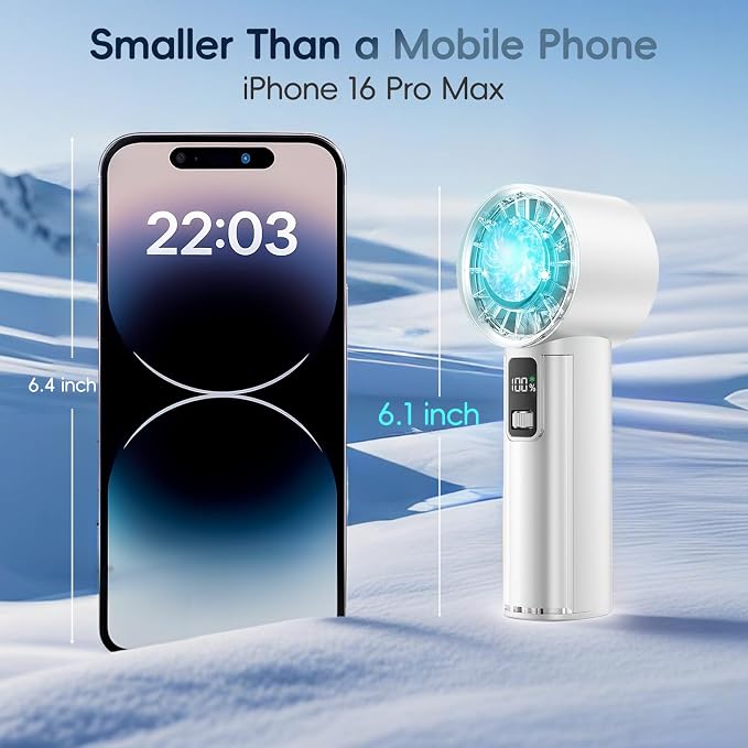 PANERGY Handheld Fan with Ice Cooler, Mini Portable Fan Rechargeable, 18Hrs Cooling, 0-100 Adjustable Speed, Small Yet Powerful, Personal Hand Fans for Travel, Beach, Outdoor, Makeup, Gifts for Women - Image 6