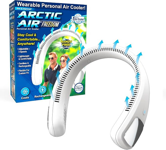 Arctic Air Freedom Personal Air Cooler - Portable 3-Speed Neck Fan, Hands-Free Wearable Design, Lightweight, Cordless And Rechargeable by ArcticAir