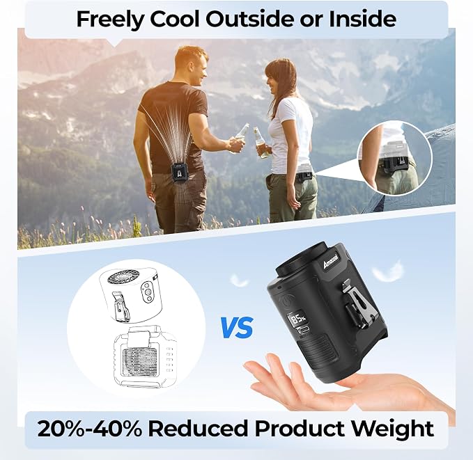 AMACOOL Portable Waist Fan Clip On, Gifts for Men Dad Husband, 10000mAh Rechargeable Wearable Shirt Fan, Powerful Belt Fans, Birthday Gifts for Women Jobsite Travel Camping Essentials 2026 - Image 7