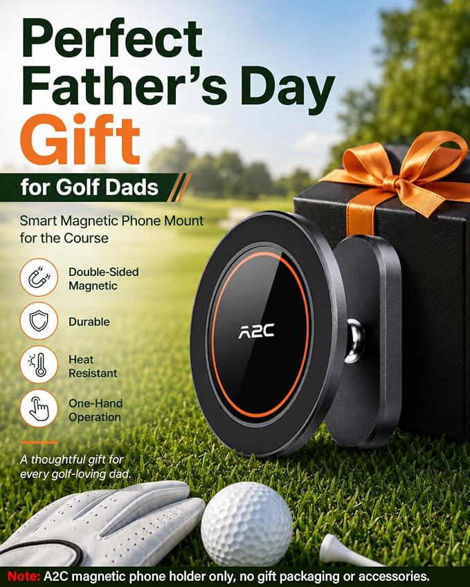 A2C Magnetic Golf Cart Phone Holder for MagSafe iPhone, Unique Golf Gifts for Men Golfers Dad Father, Golf Gift for Him Husband, Golf Accessories Essentials Gadgets, Matte Black (Not Alloy) - Image 2