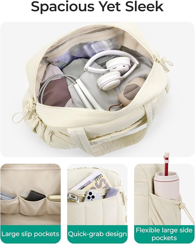 BAGSMART Duffle Bag for Travel, Gym Bag for Women, Weekender Carry on Bag | PVC Wet Pocket, Airline Approved Personal Carry-on Size, Fits Under-seat, One Bag for Gym, Travel, Hospital, Overnight - Image 3