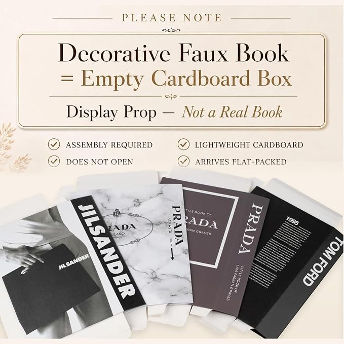 PROBENEX 4 Pcs Decorative Books | Faux Marble Cardboard Coffee Table Decor | Minimalist Modern Look - Not Real, No Pages Inside - Arrives Flat, Tool-Free 2-Min Setup - Image 2