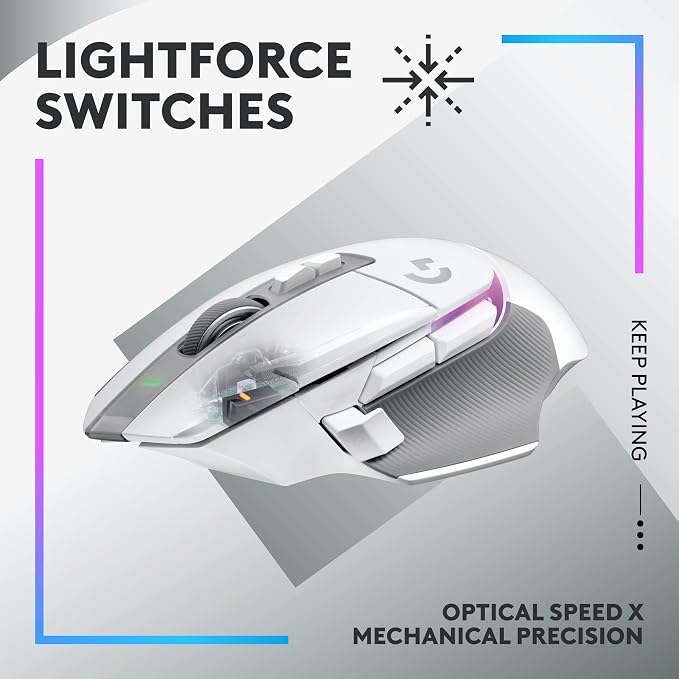 Logitech G502 X Plus Wireless RGB Gaming Mouse - White | Optical Switches, LIGHTSYNC RGB, 13 Buttons, Infinite Scroll, <130 Hr Battery, USB-C, POWERPLAY Charging, PC/Mac Compatible - Image 2