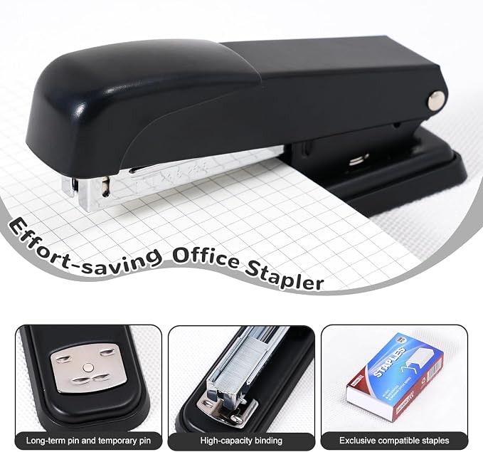 Gawsey Black Desk Organizers and Accessories with Desk Organizer 360° Rotating Pen Holder and Office Supplies, Cute Stationery Supplies Set - Image 4