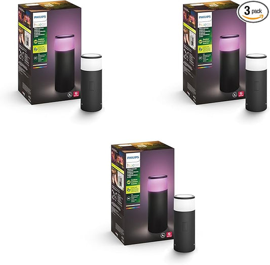 Philips Hue Calla Outdoor Smart Pathway Light, 3 Pack, White & Color Ambiance Walkway LED Lights, Weatherproof Low Voltage Lighting, Requires Bridge and Power Supply, Control with App and Voice by Unknown