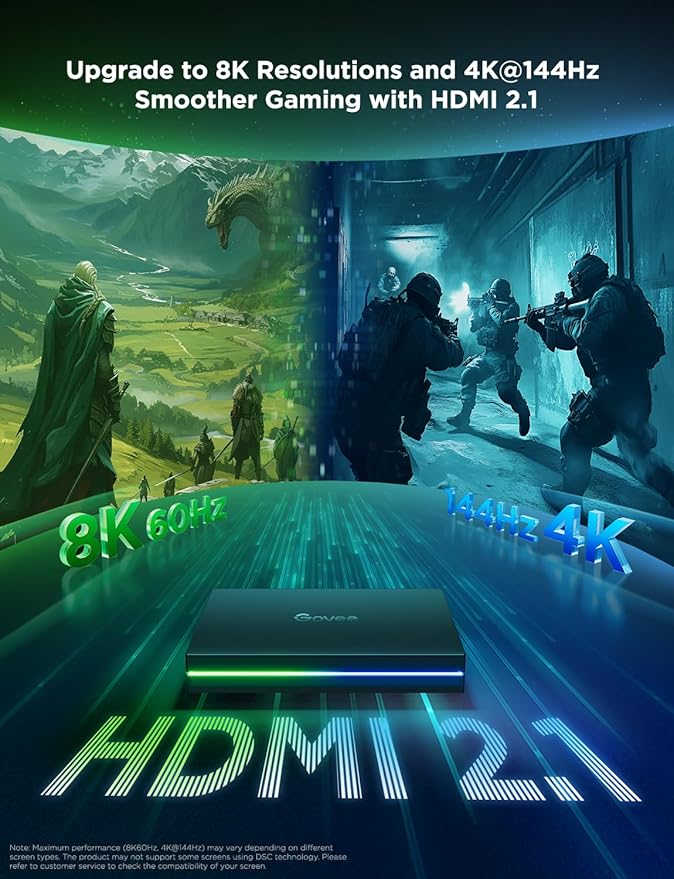 Govee HDMI 2.1 AI Sync Box 2, 8K/4K @144Hz, RGBWIC for 55-65 Inch TVs | With TV Backlight, Supports VRR & ALLM, SmartThings & Matterr & Alexa, AI CogniGlow, 75 LEDs/m - Image 2