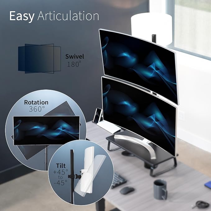 VIVO Single Monitor Desk Stand for 13 to 27 inch Screens, STAND-V011H | Black, Articulating, Freestanding Adjustable Monitor Arm, Extra Tall Computer Stand for 1 Monitor, Holds 22 lbs - Image 9