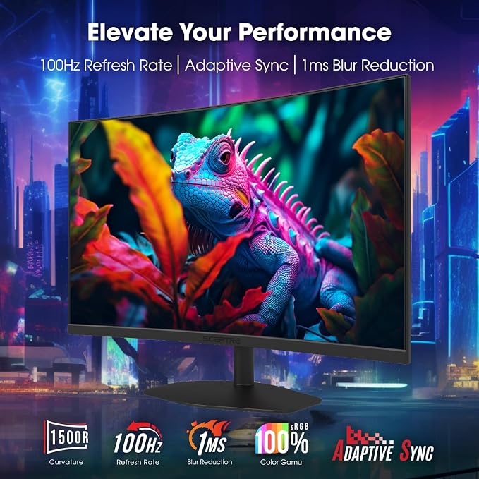 Sceptre Curved 24-inch Gaming Monitor 1ms 100Hz 1500R DisplayPort HDMI X2 Eye Care 100% sRGB Build-in Speakers, Machine Black 2025 (C248W-FW100T Series) - Image 4