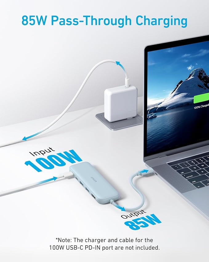 Anker USB C Hub, 5-in-1 USBC to HDMI Splitter with 4K Display | 85W Max PD, 1 Powered USB-C 5Gbps & 2 Powered USB-A 3.0 5Gbps Data Ports, for MacBook Pro, MacBook Air, Dell and More (Blue) - Image 3