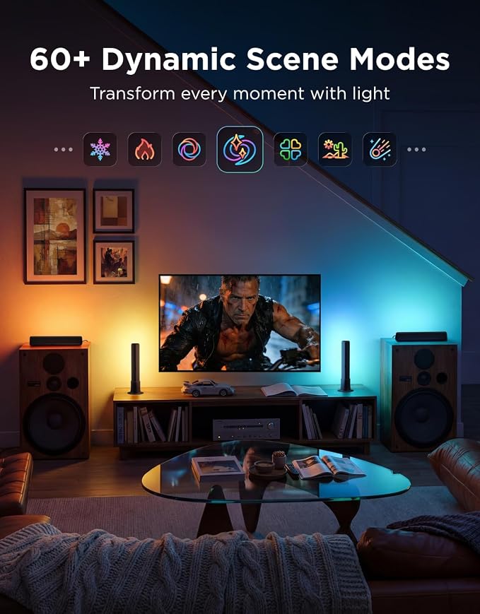 Govee Smart Light Bar, RGBICWW TV Lights for Living Room, Gaming, Black | Compatible with SmartThings, Matter, Alexa, LED Light Bar with Scene and Music Modes for Living Room, Gaming, PC, App Control - Image 8