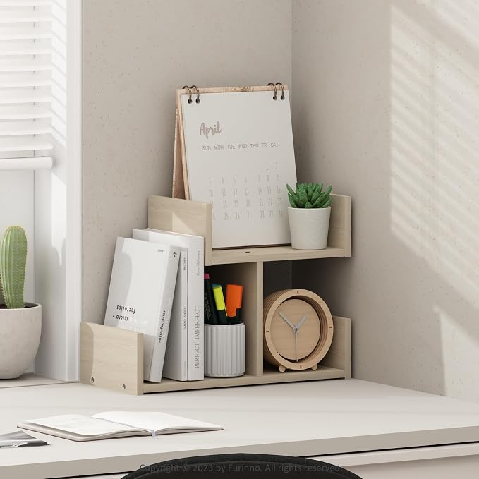 Furinno HERMITE Desk File Folder Organizers, 3-Shelf Desktop Office Organization Racks, Desk Top Display Book Shelf, for Paper, Office Supplies, Magazine, Bauhaus Oak - Image 2