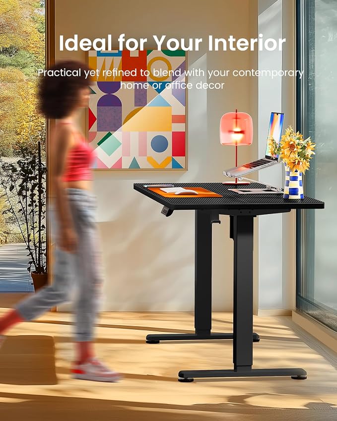 ErGear Height Adjustable Electric Standing Desk, 55 x 28 Inches Sit Stand up Desk, Memory Computer Home Office Desk, Carbon Fiber Black - Image 3