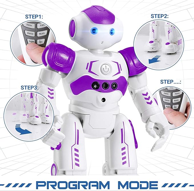 KingsDragon RC Robot Toys for Kids, Gesture & Sensing Programmable Remote Control Smart Robot for Age 3 4 5 6 7 8 Year Old Boys Girls Birthday Gift Present,Purple - Image 6