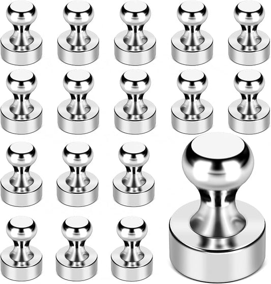 LOVIMAG Fridge Magnets 18Pcs, Magnet for Refrigerator Whiteboard, Silver | Small Strong Neodymium Metal Cute Push Pin for Classroom, Kitchen, Accessories Decorative, Office, Calendar by LOVIMAG