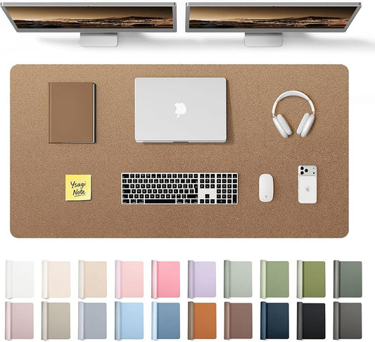 YSAGi Leather Desk Pad Protector, Office Desk Mat, Large Mouse Pad, Non-Slip PU Leather Desk Blotter, Laptop Desk Pad, Waterproof Desk Writing Pad for Office and Home (Shiny Bronze, 47.2" x 23.6") by YSAGi