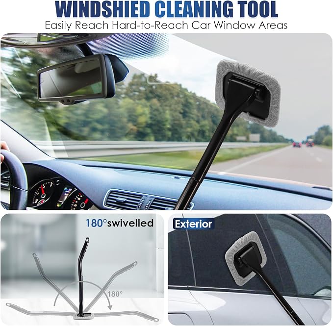 21Pcs Car Cleaning Kit with High Power Handheld Vacuum, Car Wash Mop with Long Handle, Bucket, Detailing Brush Set, Windshield Cleaner, Complete Interior Exterior Washing Supply for Men Women - Image 5