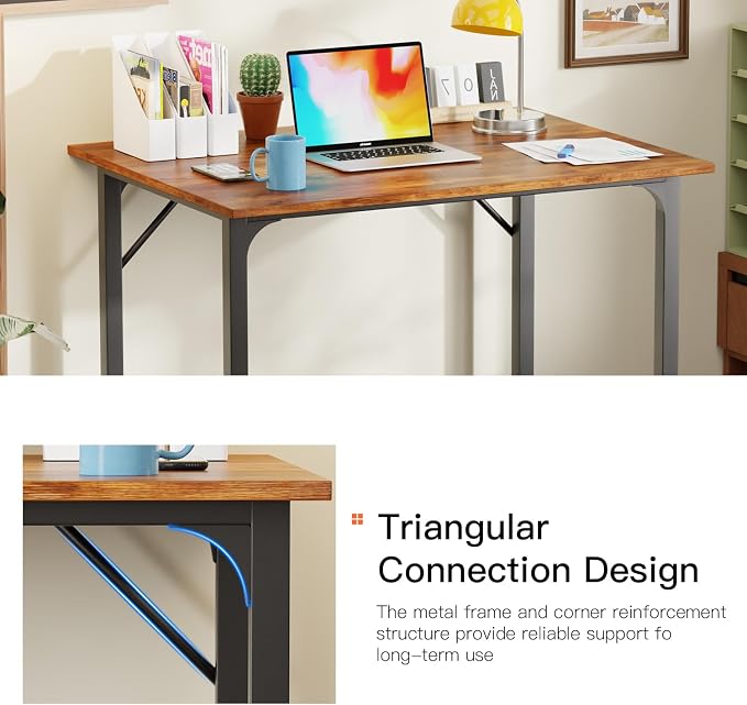 PayLessHere | 32 Inch Computer Desk | Vintage | Sturdy Office Desk | Metal Frame, Adjustable Feet | Water-Resistant, Scratchproof Surface | Writing Table for Home Office or Study | Pack of 1 - Image 7