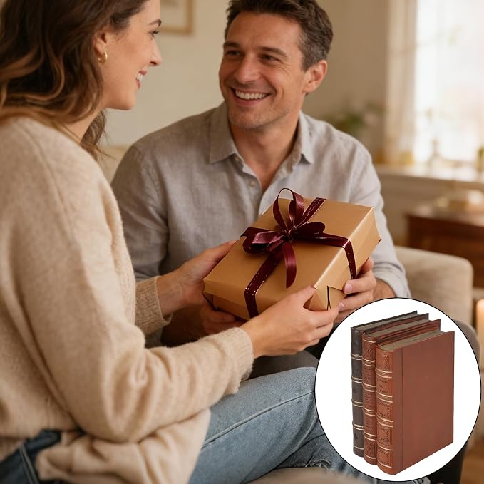 Guichifun Decorative Books Home Decor Accents - Resin Retro Classical Fake Books Faux Books Decoration Gifts for Men Coffee Table Shelf Decor for Living Room Decor 7.8 * 4.7 * 11 Inch - Image 7