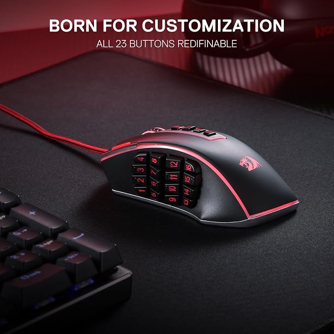 Redragon M990 Wired RGB MMO Gaming Mouse 32000 DPI Remapping Keys | Stable Lag-Free Connection, Redefine Keybinding Macro, Vibing Backlight, Ergonomic Grip Body Comfort - Image 3