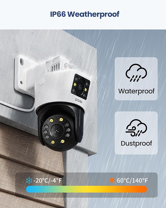 ZOSI 4K 8MP Dual-Lens Add-on PoE Security Camera Outdoor, 360° Pan Tilt IP Camera (4MP+4MP), Human Vehicle Detection, Color Night Vision, Human Tracking, Two-Way Audio, Works with Our PoE NVR Only - Image 8