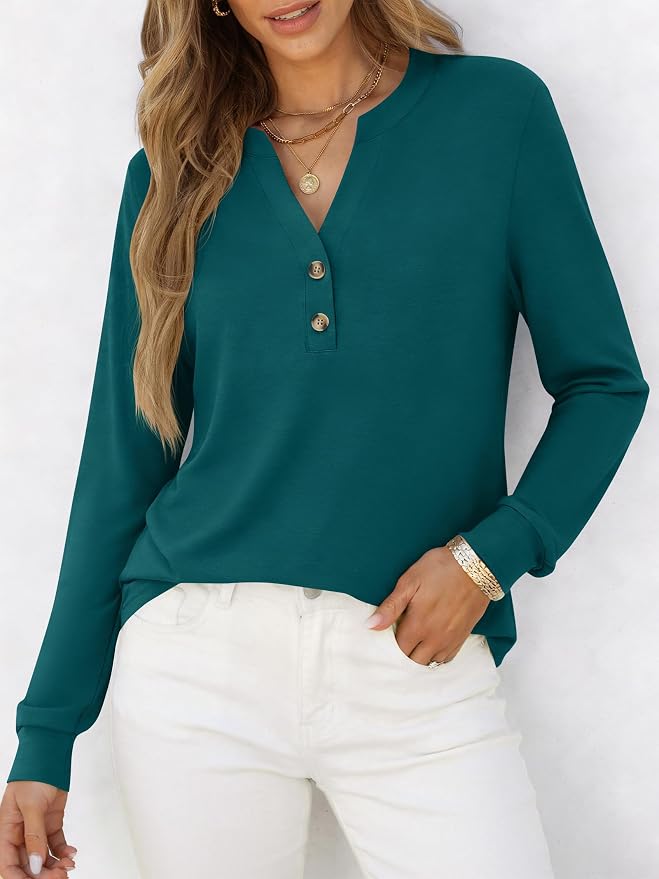 ANRABESS Women's Long Sleeve Shirts 2026 Spring Fashion Dressy Casual Tops Trendy Henley Blouses Cute Work Outfits Clothes - Image 2