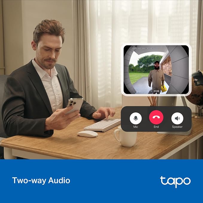Tapo 2K Wireless Smart Video Doorbell - 160° Ultra-Wide View, Person Detection, 2-Way Talk, Ring Call, Night Vision, Subscription-Free Local Storage or Optional Cloud, D205 - Image 7