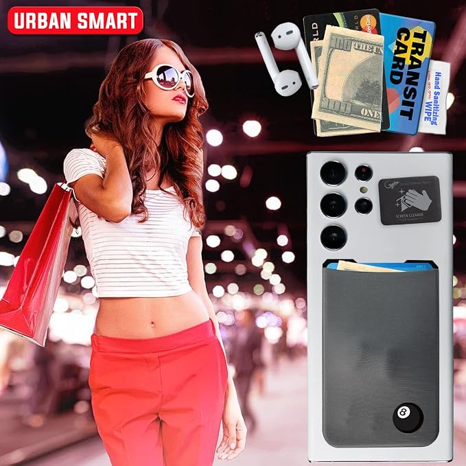 Phone Wallet - Adhesive Card Holder - Cell Phone Pouch - Stick on Lycra Pocket by Gecko - Carry Credit Cards and Cash - Image 6