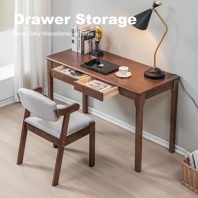 Solid Wood Desk with Drawers, Small Computer Desk for Small Spaces, Gaming Study Home Office Desks for Work, Student PC Desk for Bedroom, Escritorios para Cuartos - Image 4