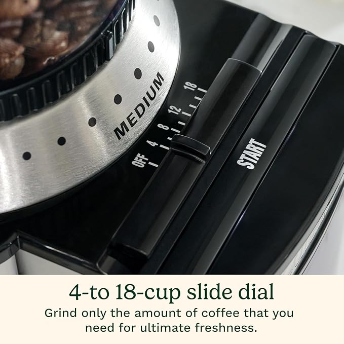 Cuisinart Coffee Grinder, Electric One-Touch Automatic Burr Coffee Grinder with 18-Position Grind Selector, Cup Size Selector for 4 – 18 Cups, Black Stainless Steel - Image 4