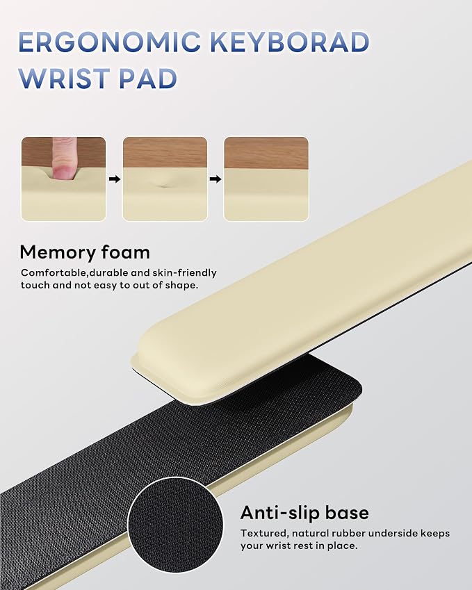 Laborio Computer Keyboard Wrist Rest, Keyboard Riser Stand for Desk(Beige) | Ergonomic Acrylic Keyboard Holder, Non-slip Wrist Pad, Pain Relief for Typing, Multiple Colors - Image 6