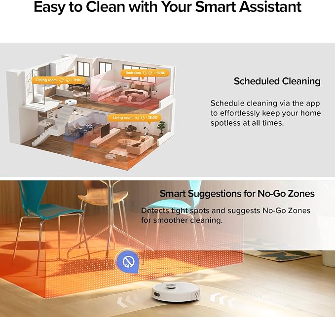 roborock Q7 M5+ Robot Vacuum and Mop, Up to 7-9 Weeks Self-Empty, 10000Pa | Upgraded from Q5 Max+, Dual Anti-Tangle System for Pet Hair & Carpet, PreciSense LiDAR Navigation, App Control, White - Image 7