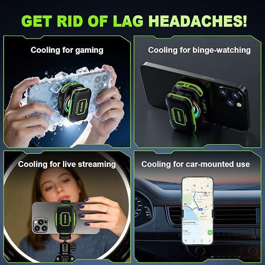 Cell Phone Cooler for Gaming, Magnetic Portable Rechargeable Battery Mobile Phones Radiator with RGB Lights for iPhone Series, iPad Pro, Tablet, TikTok Live - Image 2