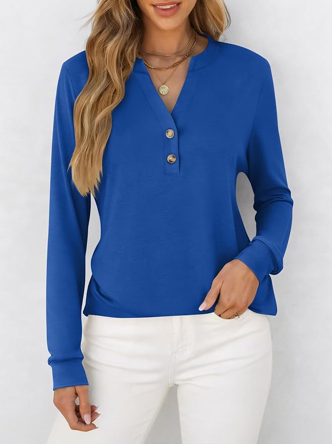 ANRABESS Women's Long Sleeve Shirts 2026 Spring Fashion Dressy Casual Tops Trendy Henley Blouses Cute Work Outfits Clothes - Image 3