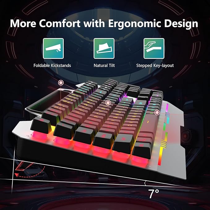 AULA Gaming Keyboard and Mouse,Wired 104-Key Mouse and Keyboard Combo Metal | Full Size Computer Keyboards with Number Pad,New Update Version,RGB Backlit Anti-Ghosting PC Keyboard for Laptop WinXP/7/8/10 - Image 3