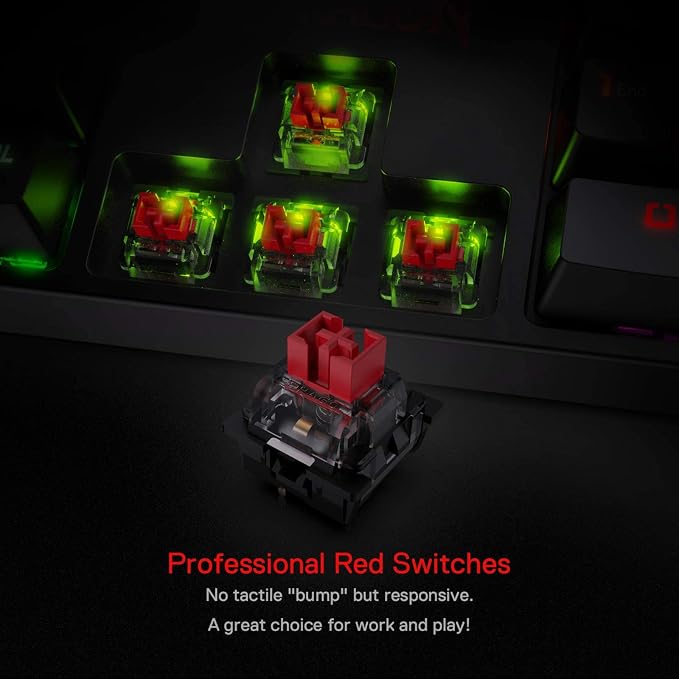 Redragon K582 Wired RGB Mechanical Gaming Keyboard, 104-Key Standard Layout | 16.8M Color Immersive eSports Lighting Vibe, N-Key Rollover for Accurate Combos, 50M-Keystroke Durability, Customize Software - Image 5