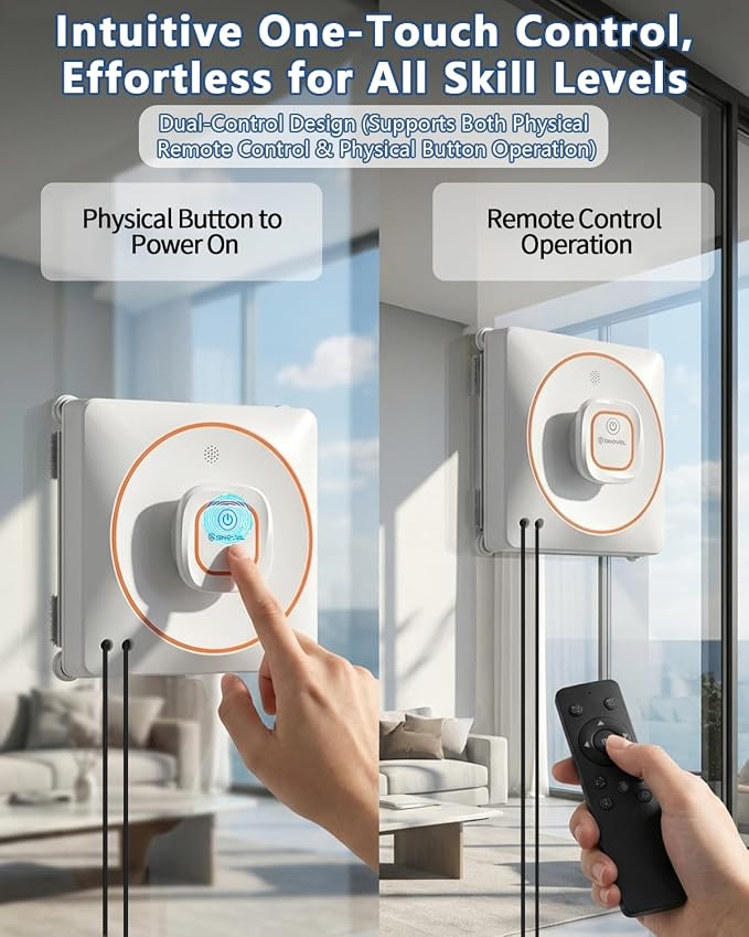 8000Pa Anti-Fall Window Cleaner Robot Auto Spray for High Rise Glass | 4 Cleaning Modes with Intelligent Path Planning,15-Stage Anti-Fall System,Remote Control,120mL Water Tank - Image 7
