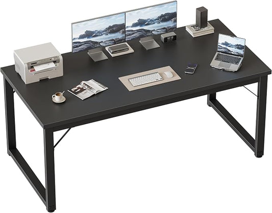 Mericonia 54 Inch Computer Desk, 1" Thick Large Office Table, Black | Modern Simple Style, Heavy Duty Industrial Frame, Study & Writing Table for Home Bedroom Work by MERICONIA