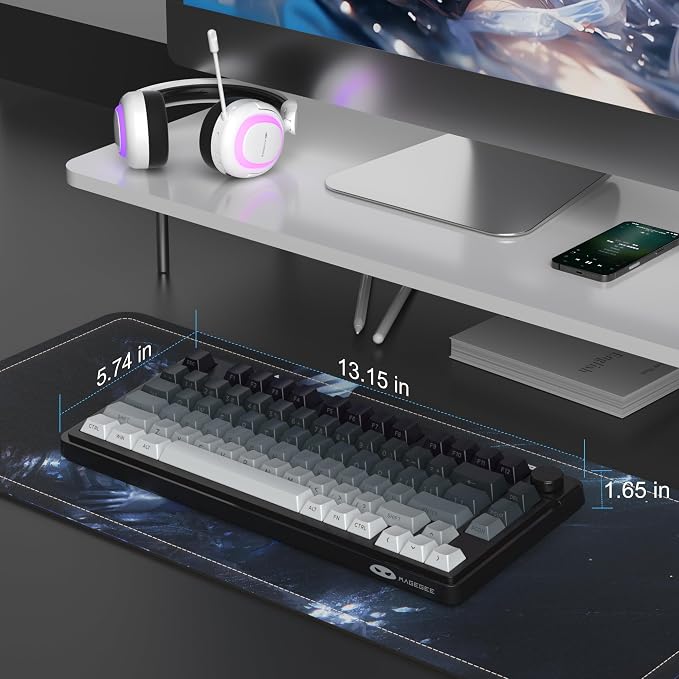 MageGee Wireless Gaming Keyboard 81 Keys RGB Backlit Tri-Mode Bluetooth 2.4G USB-C Rechargeable Mechanical Feel Keyboard 4000mAh Battery Knob Control 26-Key Anti-Ghosting for PC Mac Windows – GK950 - Image 6