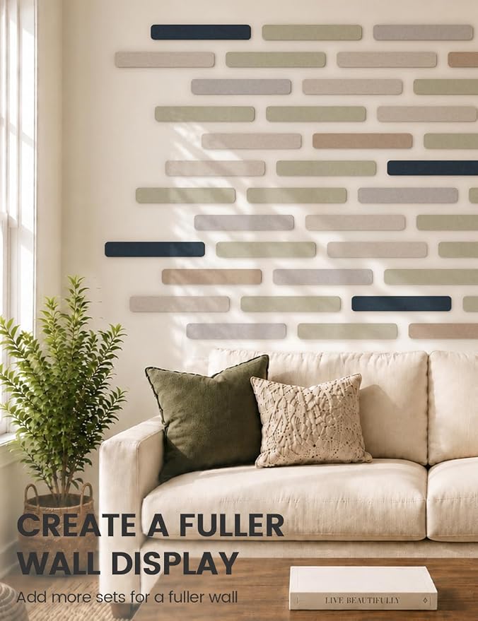 Fluxynara 13" x 2" Felt Wall Panels, Nordic Slate | 8-Pack Includes 50 Push Pins and Adhesive Tabs for Photos, Notes and Decor in Bedroom Doors, Home Office or Studios - Image 7
