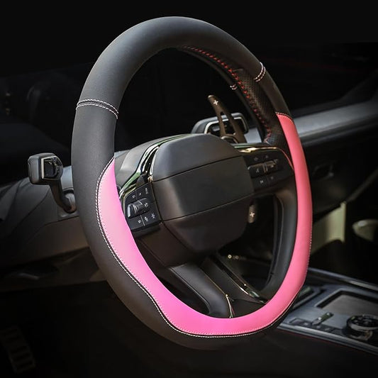 Valleycomfy Microfiber Leather Steering Wheel Cover Large-Size for F150 F250 F350 Ram 4Runner Tacoma Tundra Range Rover Model S X with 15 1/2 inches-16 inches Outer Diameter Pink by Valleycomfy