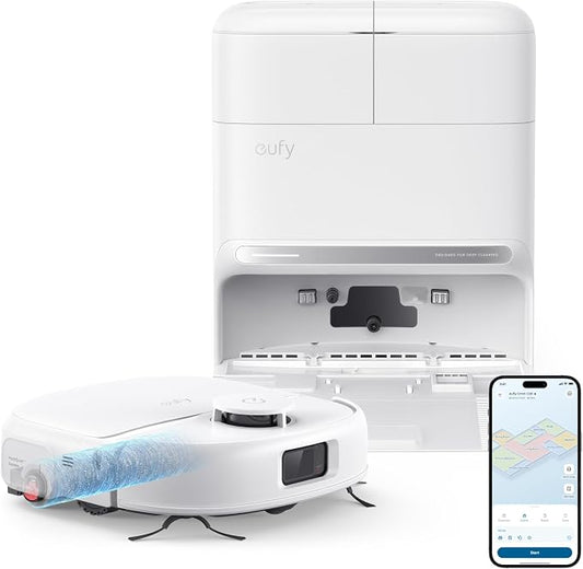 eufy C28 Robot Vacuum and Mop Combo, 15,000 Pa, HydroJet Roller Mop | Upgraded from X10 Pro, Zero-Tangle for Pet Hair, Auto Mop Washing&Drying, Self-Emptying&Refilling 2026 New, White by Unknown