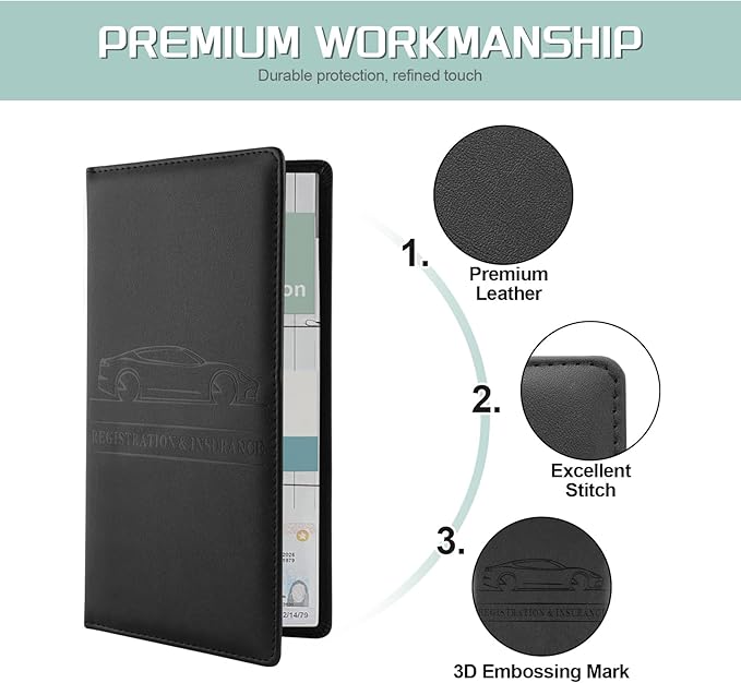 JUSTTOP 2Pack Car Registration and Insurance Holder,Car Document Holder for Cards License with Magnetic Shut,Vehicle Glove Box Car Organizer for Documents, Cards, License(Black) - Image 4